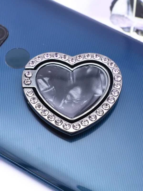 Rhinestone Heart Phone Ring Holder